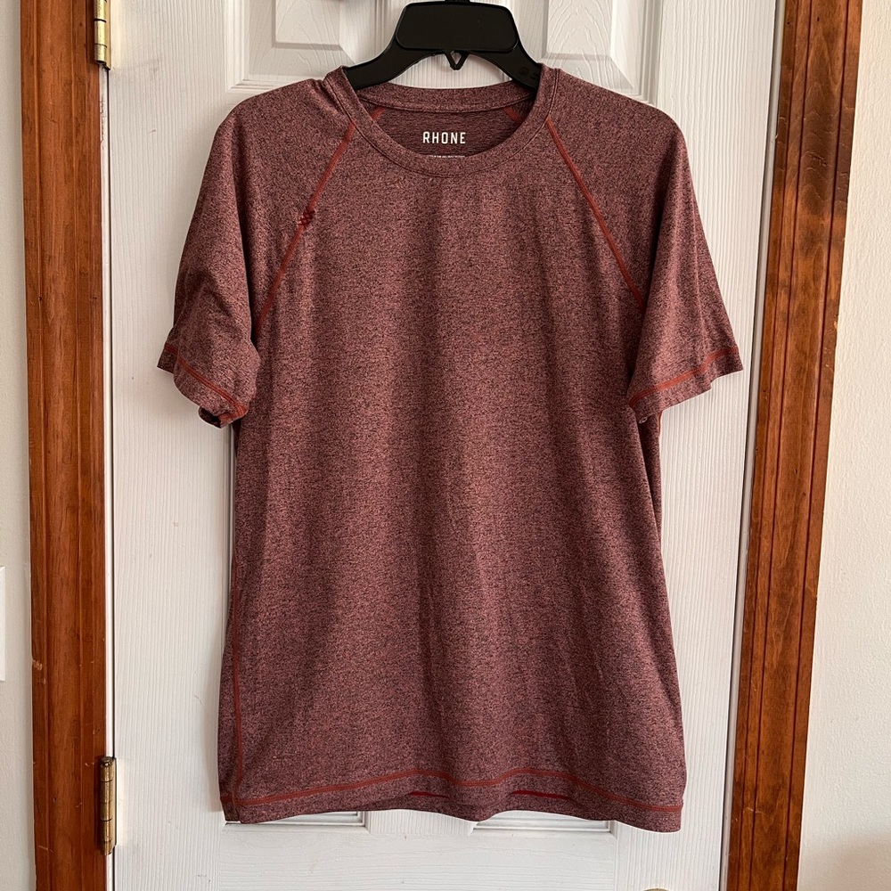 RHÔNE Marled Burgundy Short Sleeve Tee Size Medium